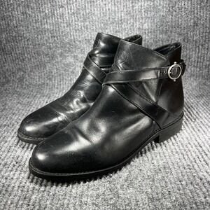 ARIAT Windsor Leather Ankle Boots Women's Size 8 M Black Side Buckle ATS 91501